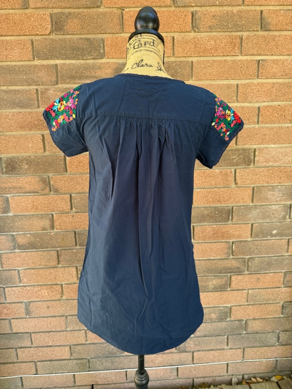 Madewell Navy Dress with Bright Multicolor Embroidery Size XS - Picture 4 of 6